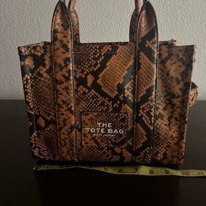 Marc Jacobs Orange and Black Snake Print Tote